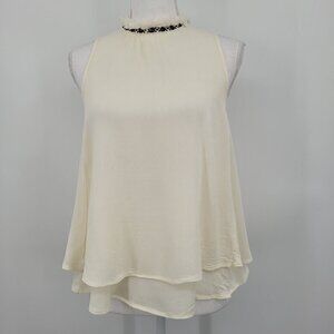 Blu Pepper Ivory Layered Mock Neck Sleeveless Top